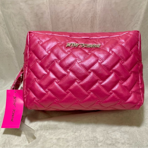 Betsey Johnson Fuchsia Large Quilted Cosmetic Bag, NWR - Picture 15 of 15